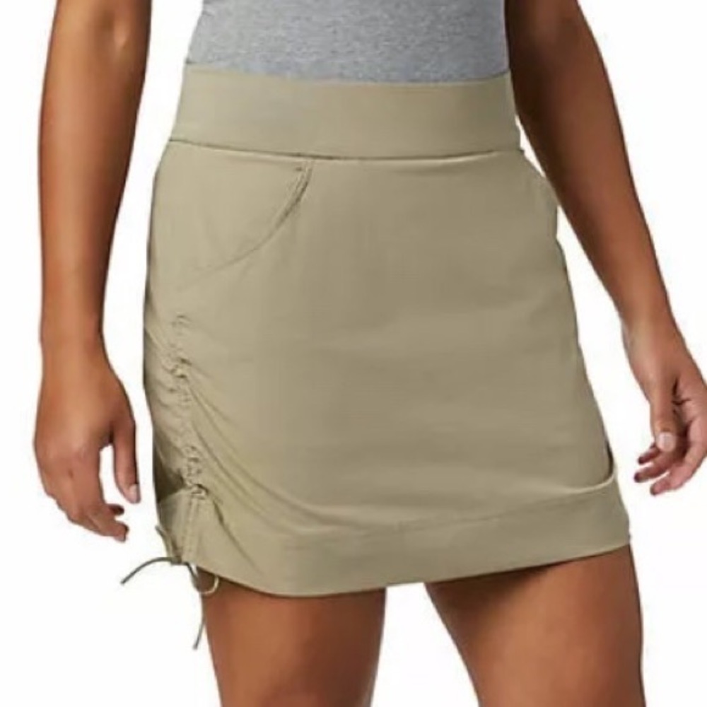 Columbia Tan Khaki Side Ruche Skort Sz L Tennis Athliesure Gorpcore
